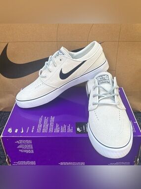 Nike Janoski Suede Sneakers - White with Black Swoosh